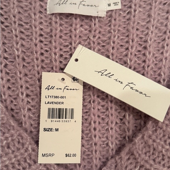 All in Favor Shaker Stitch Crop Knit V-Neck Cardigan Lavender - Picture 6 of 8